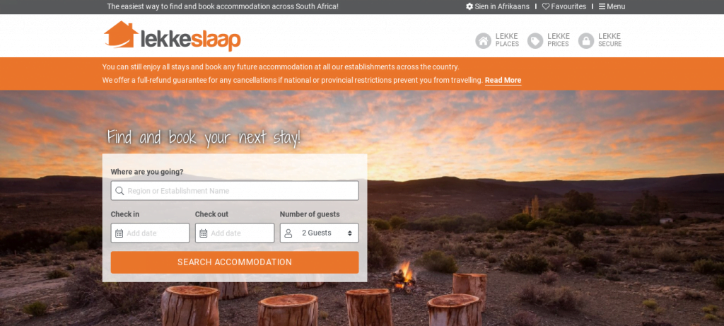 LekkeSlaap is hands down one of the best accommodation websites for seniors and it has that special SA flavour too.