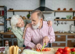Couple cooking together